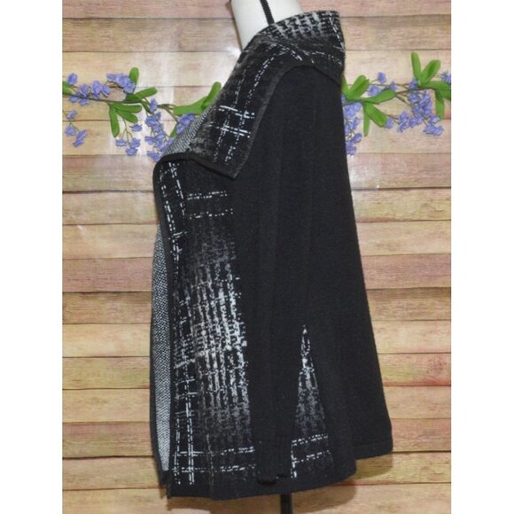 AVA Ladies Black Open Front Heavy Knit Mohair Blend Cardigan Sweater Size M Warm - Picture 7 of 11